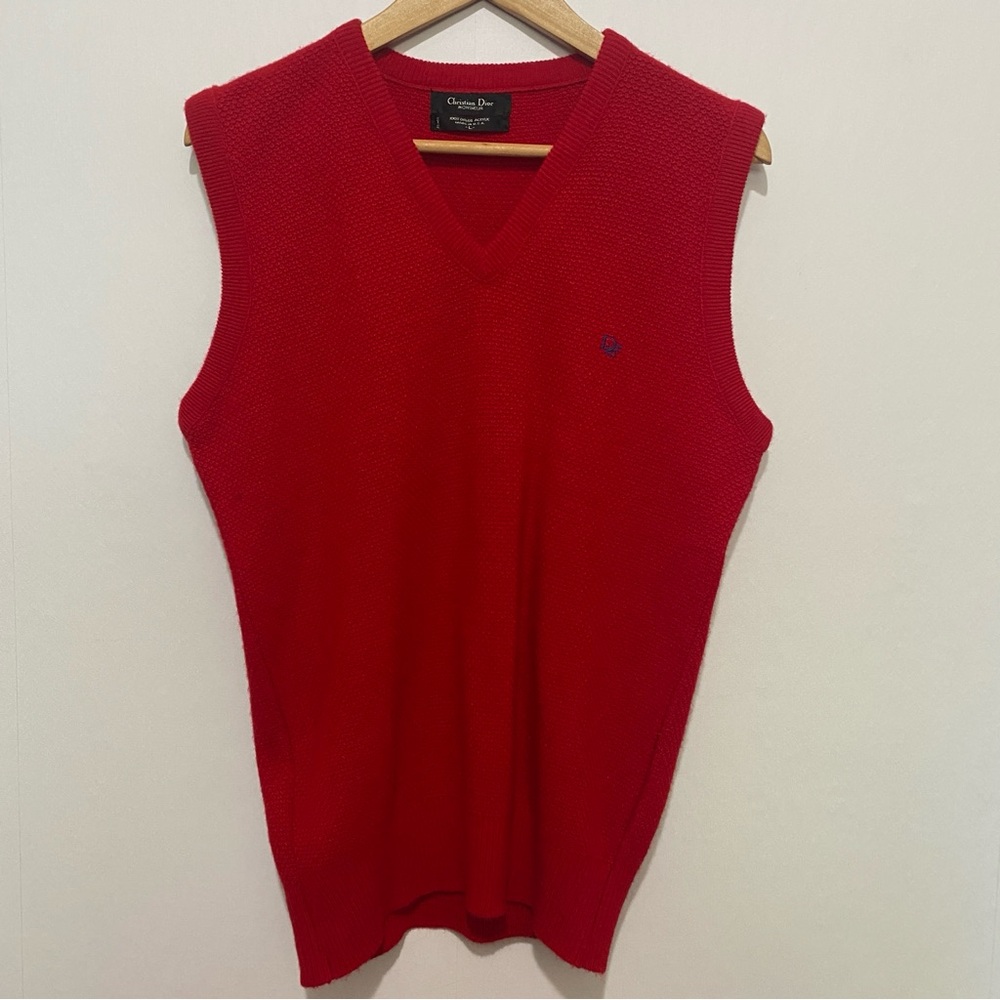 Dior Red V-Neck Knit Vest